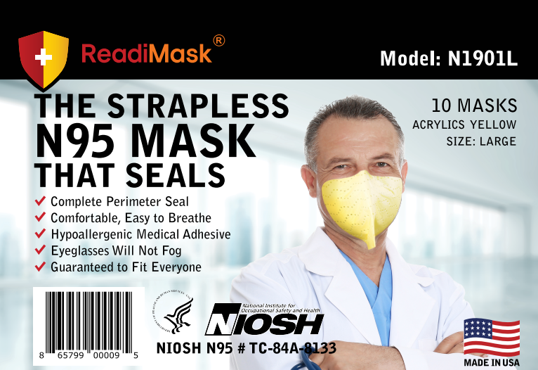 N95 Large Yellow - No Shield - 10 Pack NIOSH Approved N95 Respirators In a Resealable Plastic bag